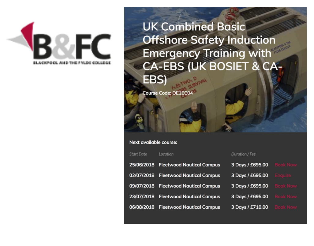 offshore survival course blackpool