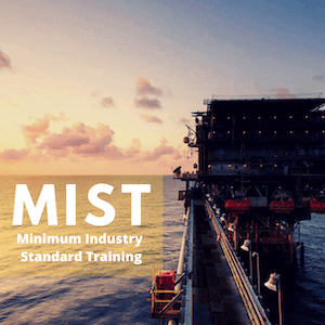 oil and gas rig with sign saying mist training